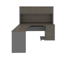 72W L-Shaped Desk with Pedestal and Hutch