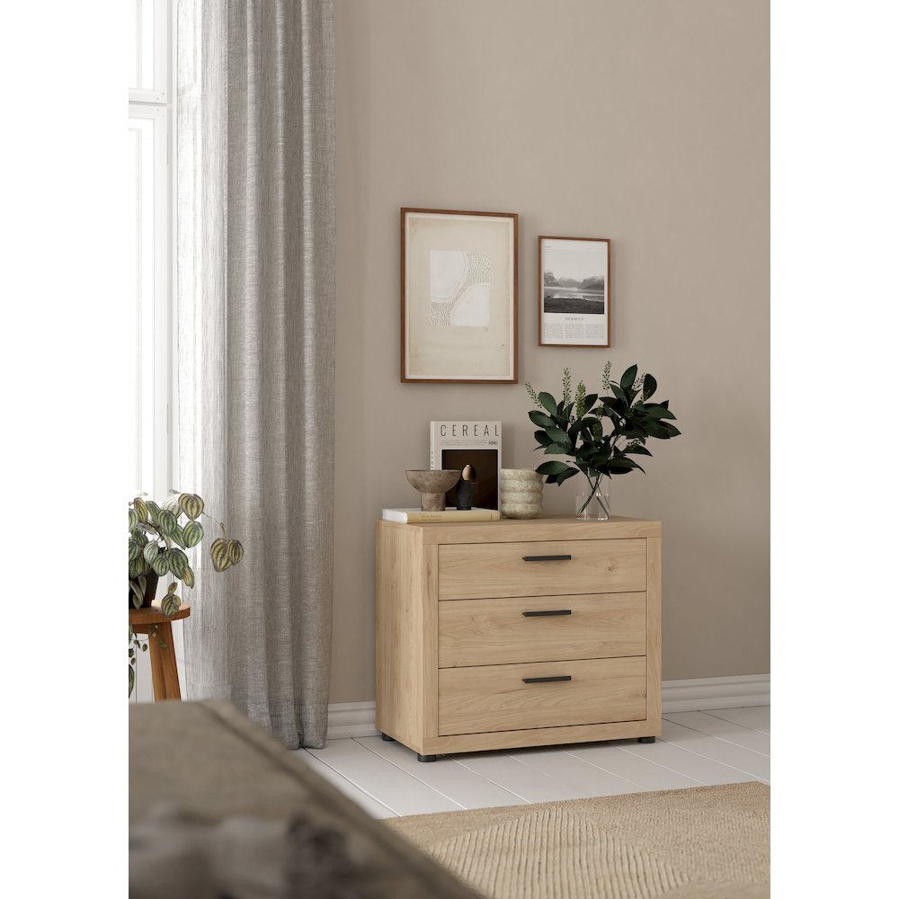 Mira 3 Drawer Chest, Jackson Hickory
