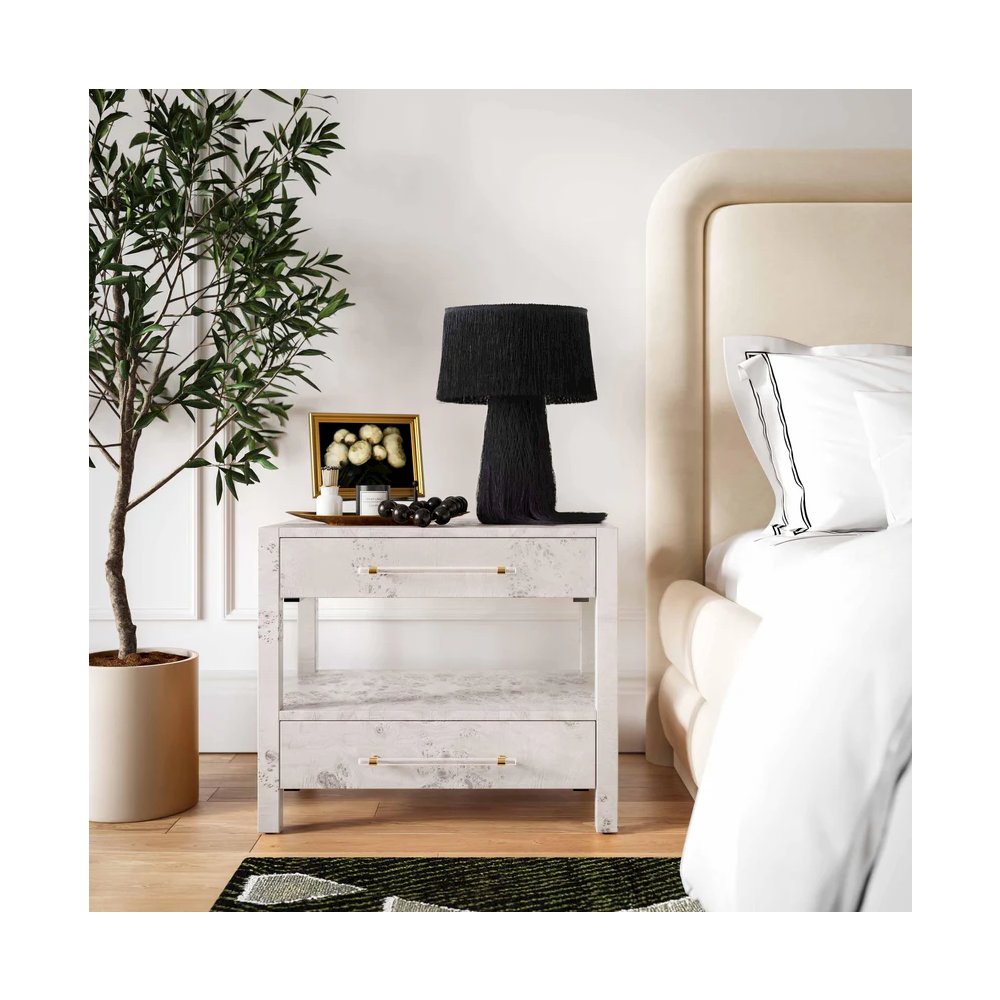Brandyss White Burl Nightstand
