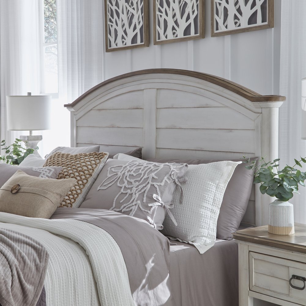 Meadowbrook 5/0 Arched Panel Headboard - Whitewash - Sand Top