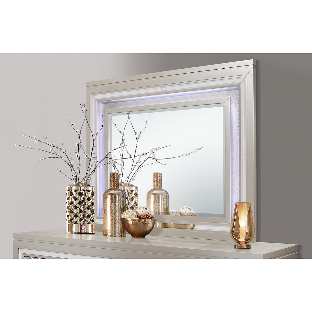 Traditional Glam Paris Champagne Mirror With Led, Champagne