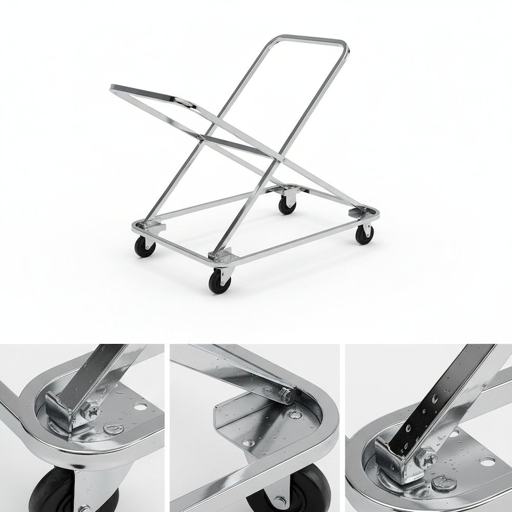 Dolly for 8200 Series Melody Chairs – Heavy-Duty Steel Chair Dolly with Chrome Frame, Hard Rubber Casters, Holds Up to 18 Chairs, 332 lbs Capacity