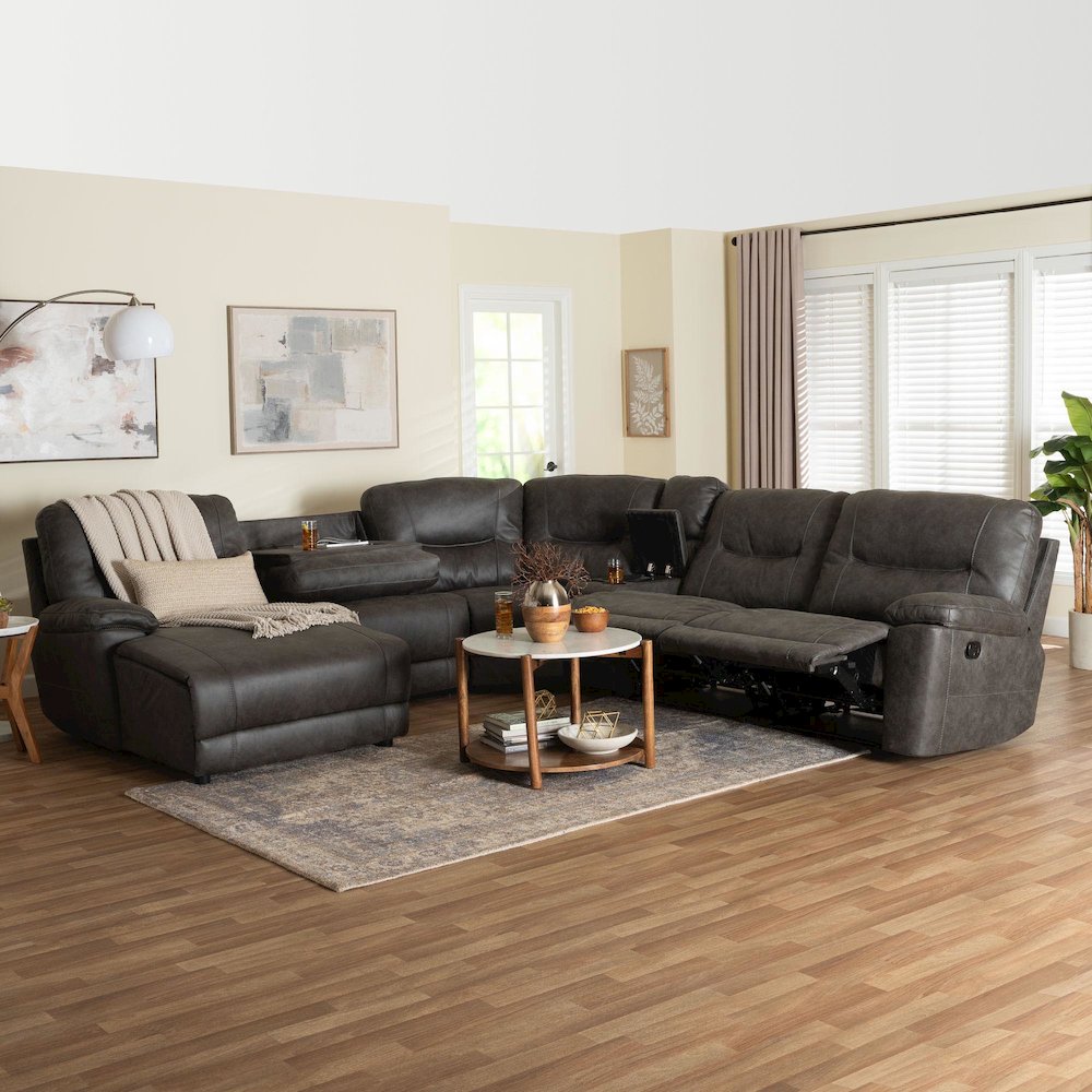 6-Piece Reclining Sectional Sofa with Left-facing Chaise Lounge with Storage
