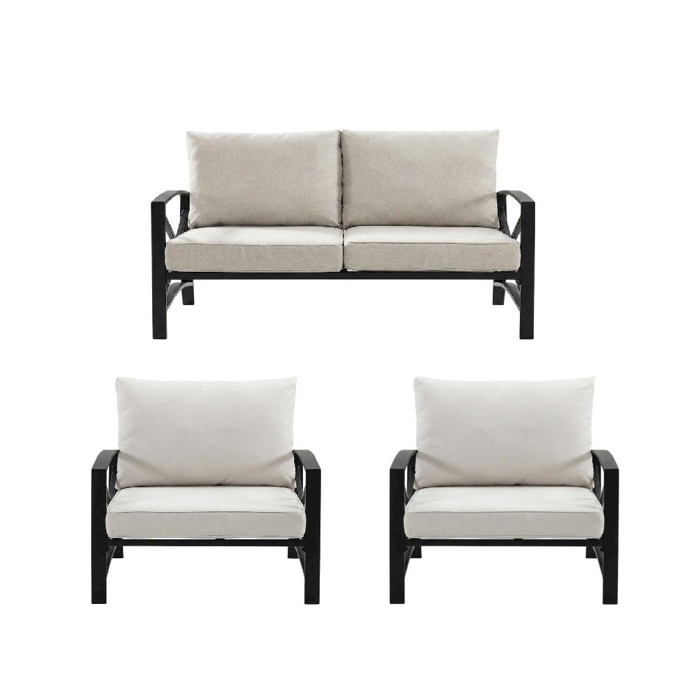 3-Piece Outdoor Patio Furniture Set with Loveseat and 2 Chairs in Bronze Finish
