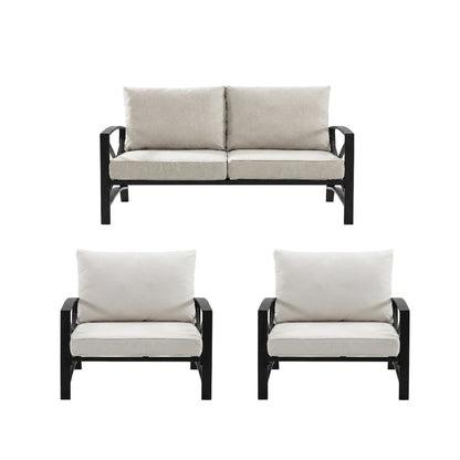 3-Piece Outdoor Patio Furniture Set with Loveseat and 2 Chairs in Bronze Finish