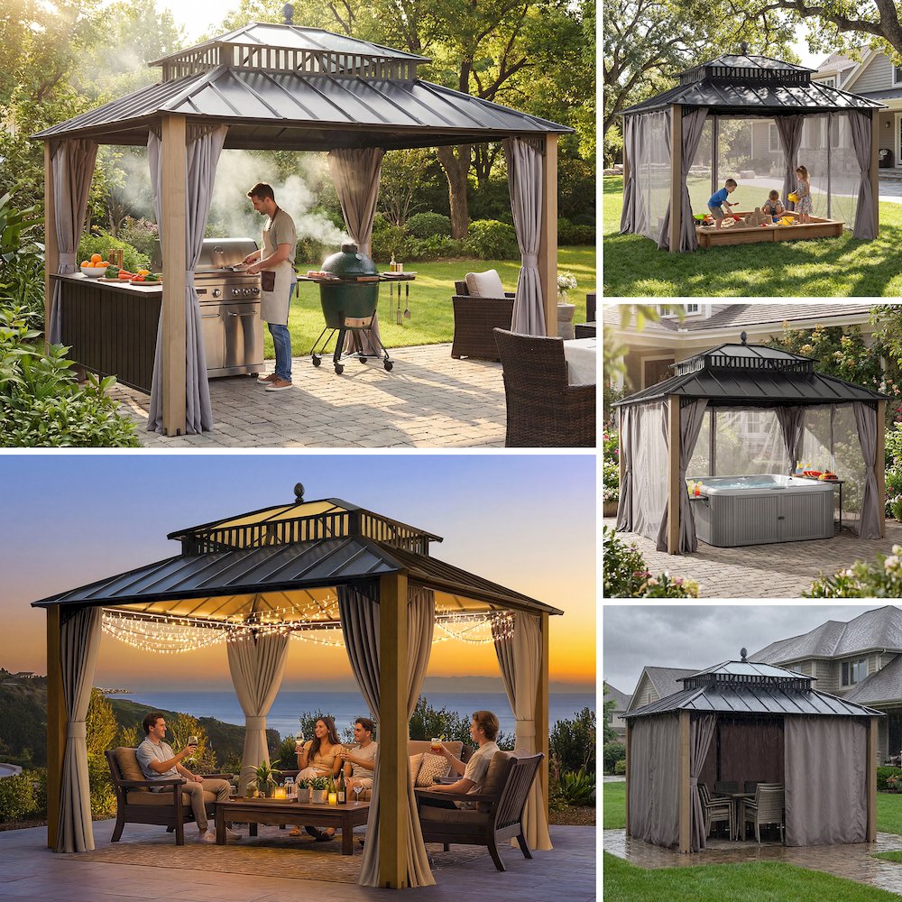 12 ft. x 10 ft. Kingston Extra-Tall, Wide Hardtop Wood Gazebo
