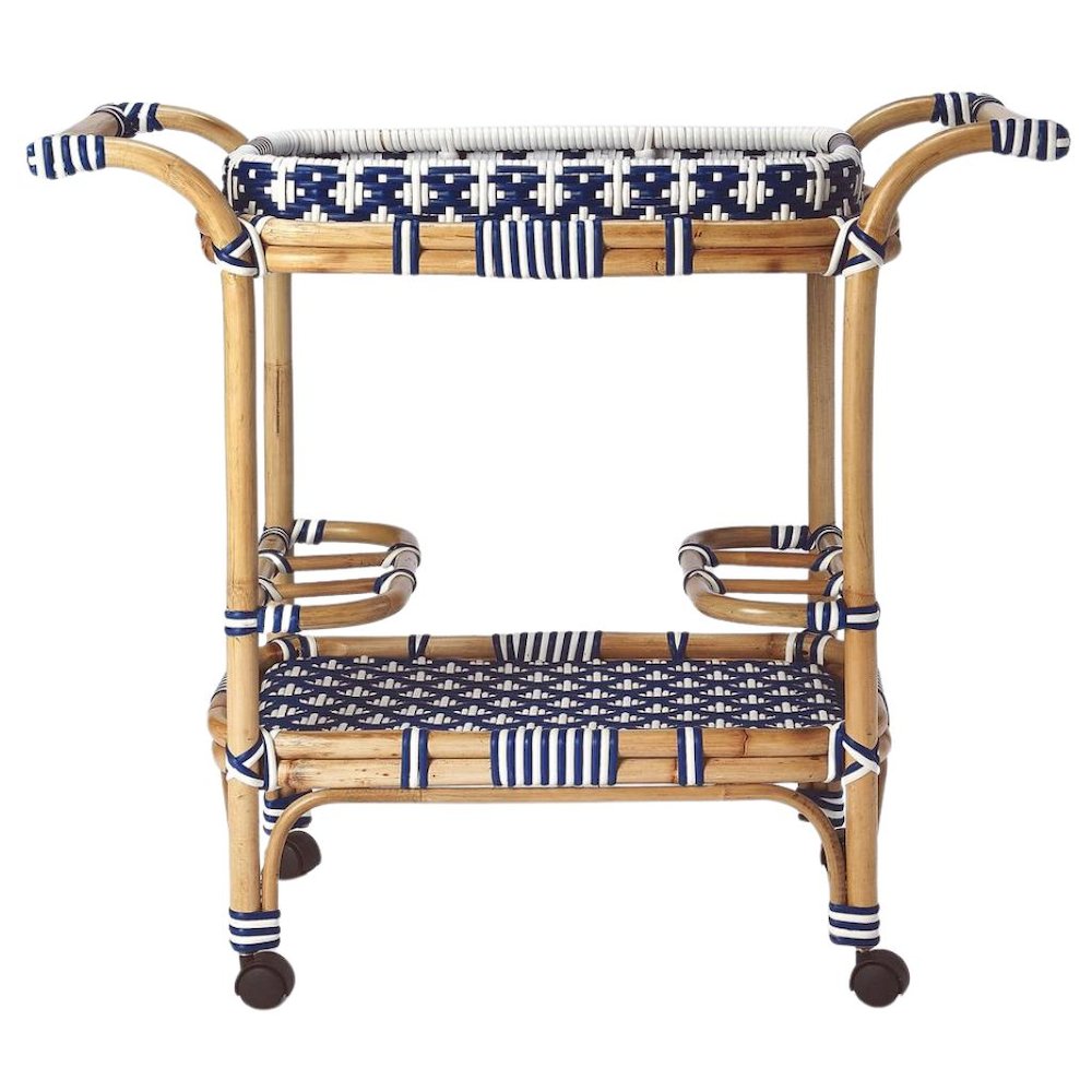 Blue Bar Cart - Small Home Bar & Serving Cart with Stylish Design