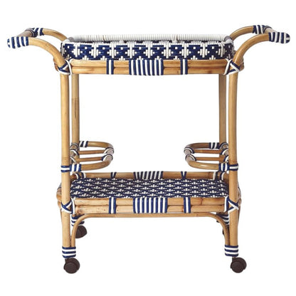 Blue Bar Cart - Small Home Bar & Serving Cart with Stylish Design