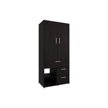 Alpine Armoire With Double Doors, Internal Shelves And Hanging Rod, Black