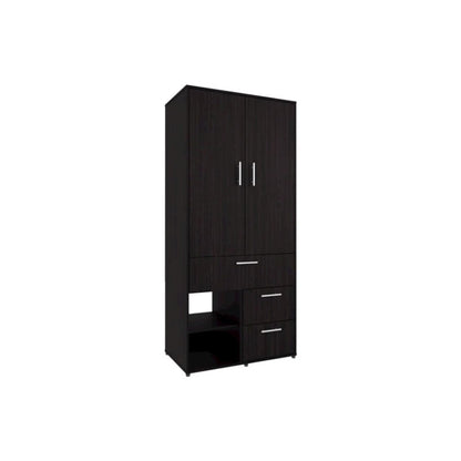 Alpine Armoire With Double Doors, Internal Shelves And Hanging Rod, Black