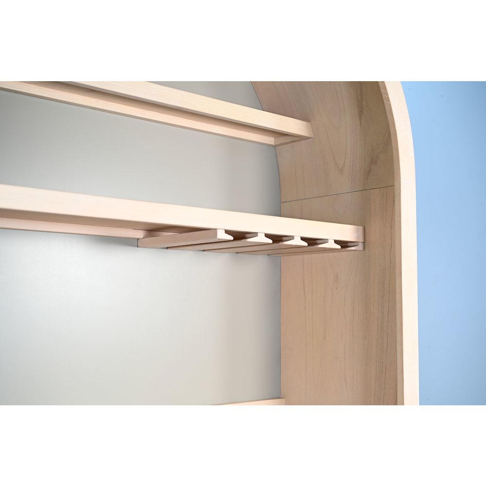 Arched Wood Bar Hutch with Glass Storage
