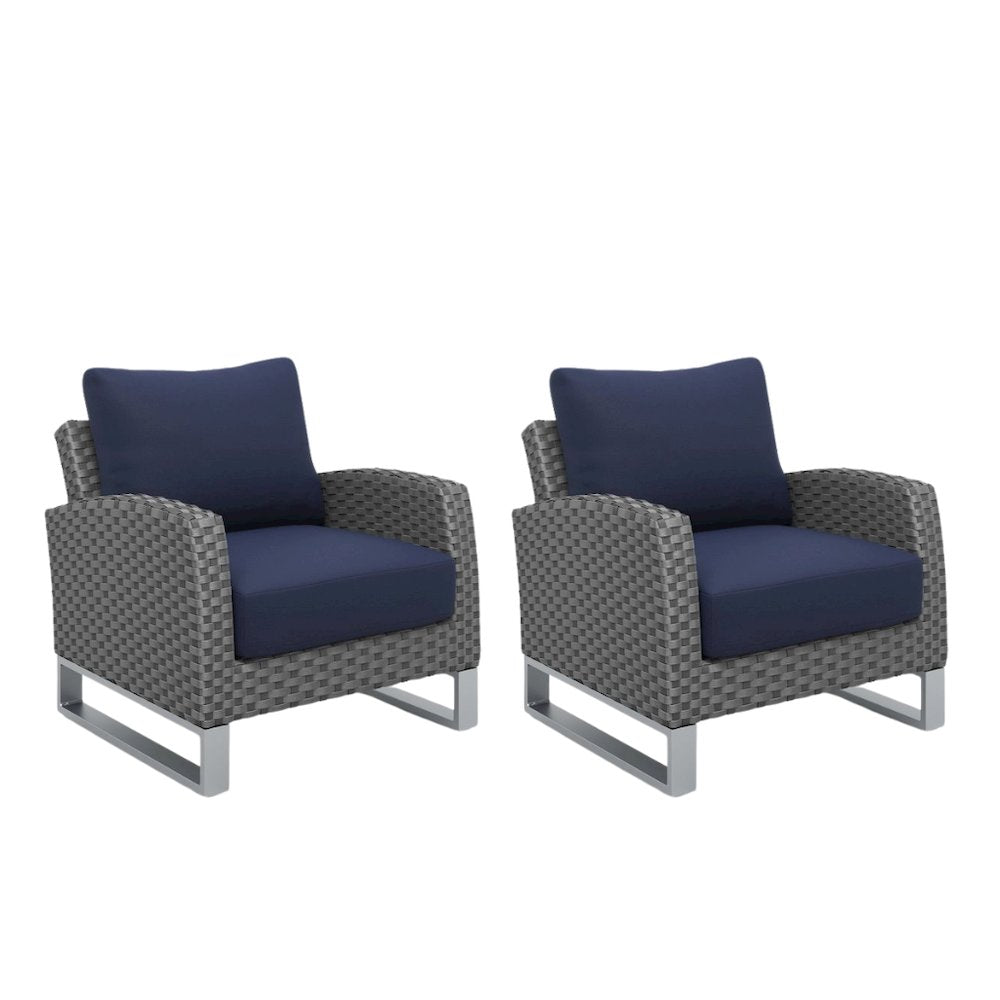 Outdoor Chairs Set of 2 Gray Aluminum Metal Patio Furniture Sets Chairs