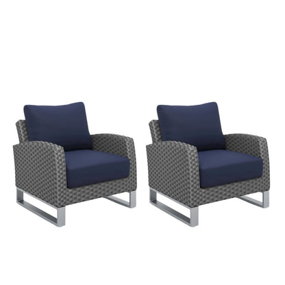 Outdoor Chairs Set of 2 Gray Aluminum Metal Patio Furniture Sets Chairs