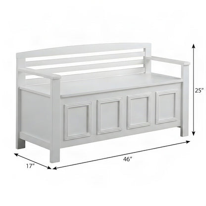 Wood Storage Bench with Flip-Top Lid for Entryway or Bedroom, White