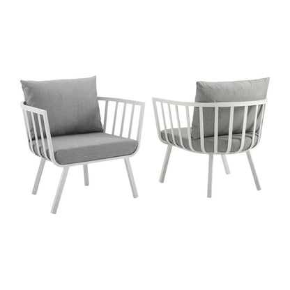 Aluminum Armchair Set Of 2 For Outdoor Lounge With Cushioned Seating