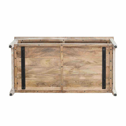 White Wash Coastal Solid Hand-Made Wood Rectangle Coffee Table