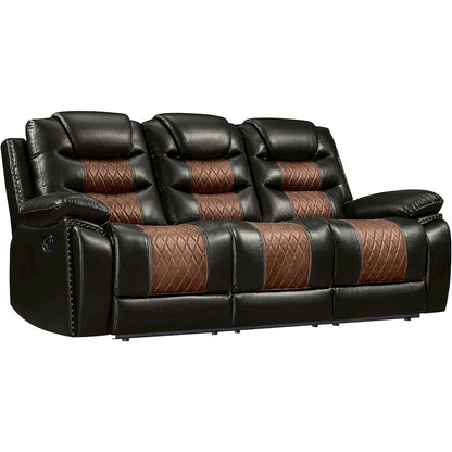 Nikko 2-Piece Faux Leather Manual Living Room Set, Brown