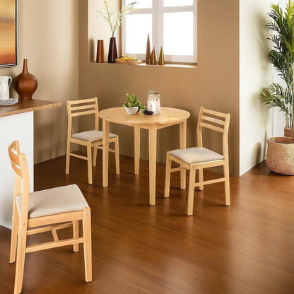 Elegant 3-Piece Dining Set Featuring Drop Leaf Design in Natural and Tan