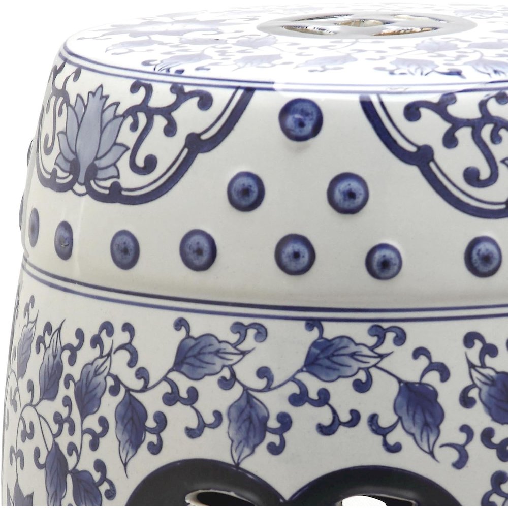 Tao Ceramic Decorative Garden Stool, Blue and White