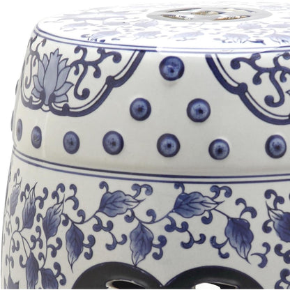 Tao Ceramic Decorative Garden Stool, Blue and White