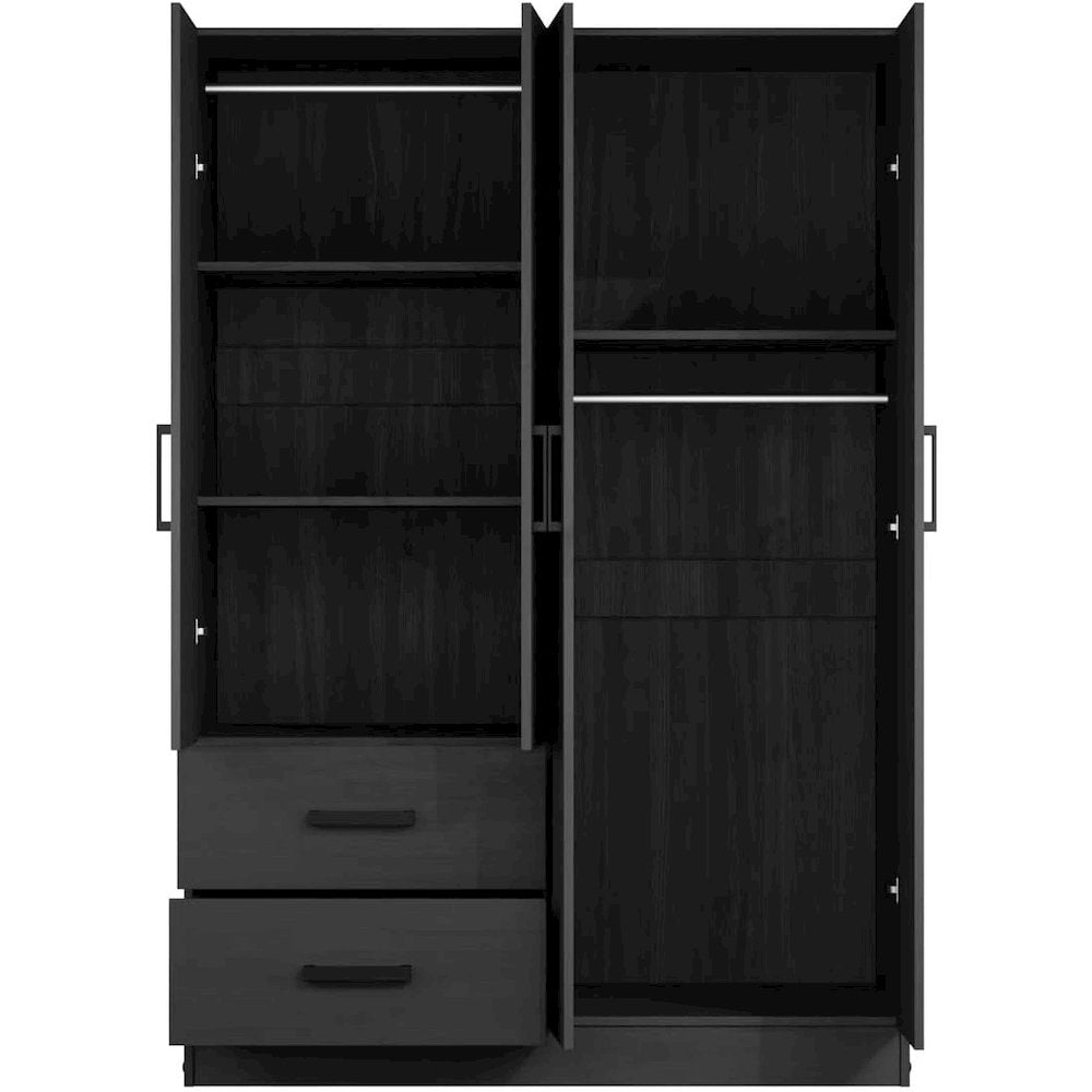 4 Doors Wardrobe 2 Drawers with Shelves 48 inch Wide and 72 high (Black)