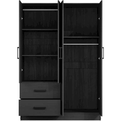4 Doors Wardrobe 2 Drawers with Shelves 48 inch Wide and 72 high (Black)