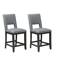 Fabric Upholstered Counter Stools with Padded Back, Set of 2, Grey
