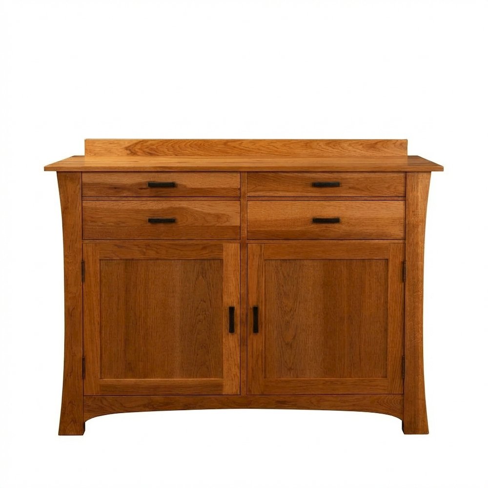 Distressed Finish Sideboard in Solid American Hickory with Arts and Crafts Style