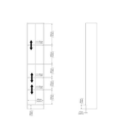 Element Tall Narrow 5-Shelf Office Bookcase, Oak Structure