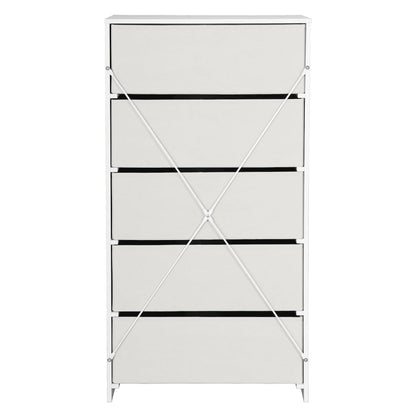 5-Drawer Dresser with Large Fabric Drawers, White