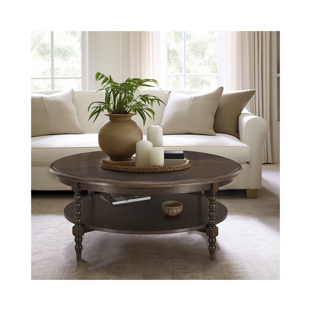 Round Coffee Table with Shelf