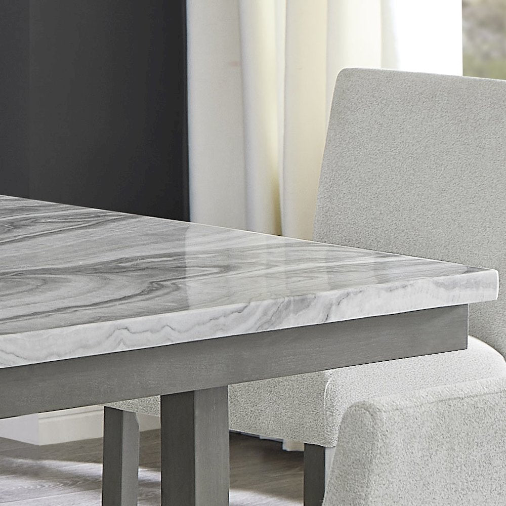 Selena 6-Piece 60" Rectangular Gray Faux Marble Counter Height Dining Set