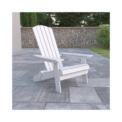 All-Weather Poly Resin Indoor/Outdoor Folding Adirondack Chair in White