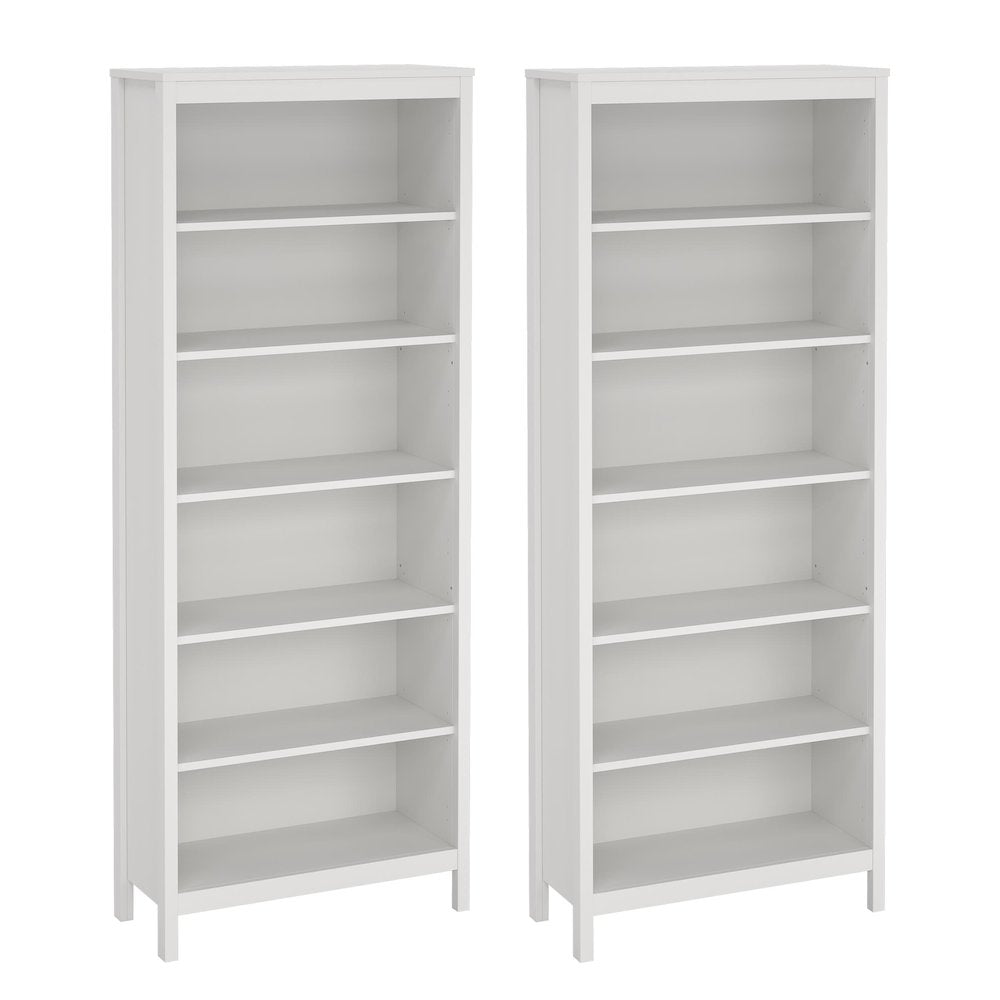 Madrid 2-Piece Tall Bookcase Set for Full Wall Storage, White