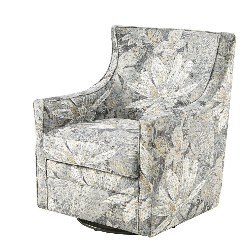 Blue Swivel Rocker Recliner Chair – Upholstered Glider for Comfort