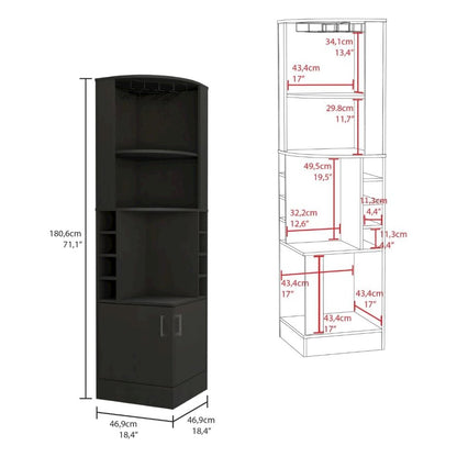Being Kava Corner Bar Cabinet Black MDF