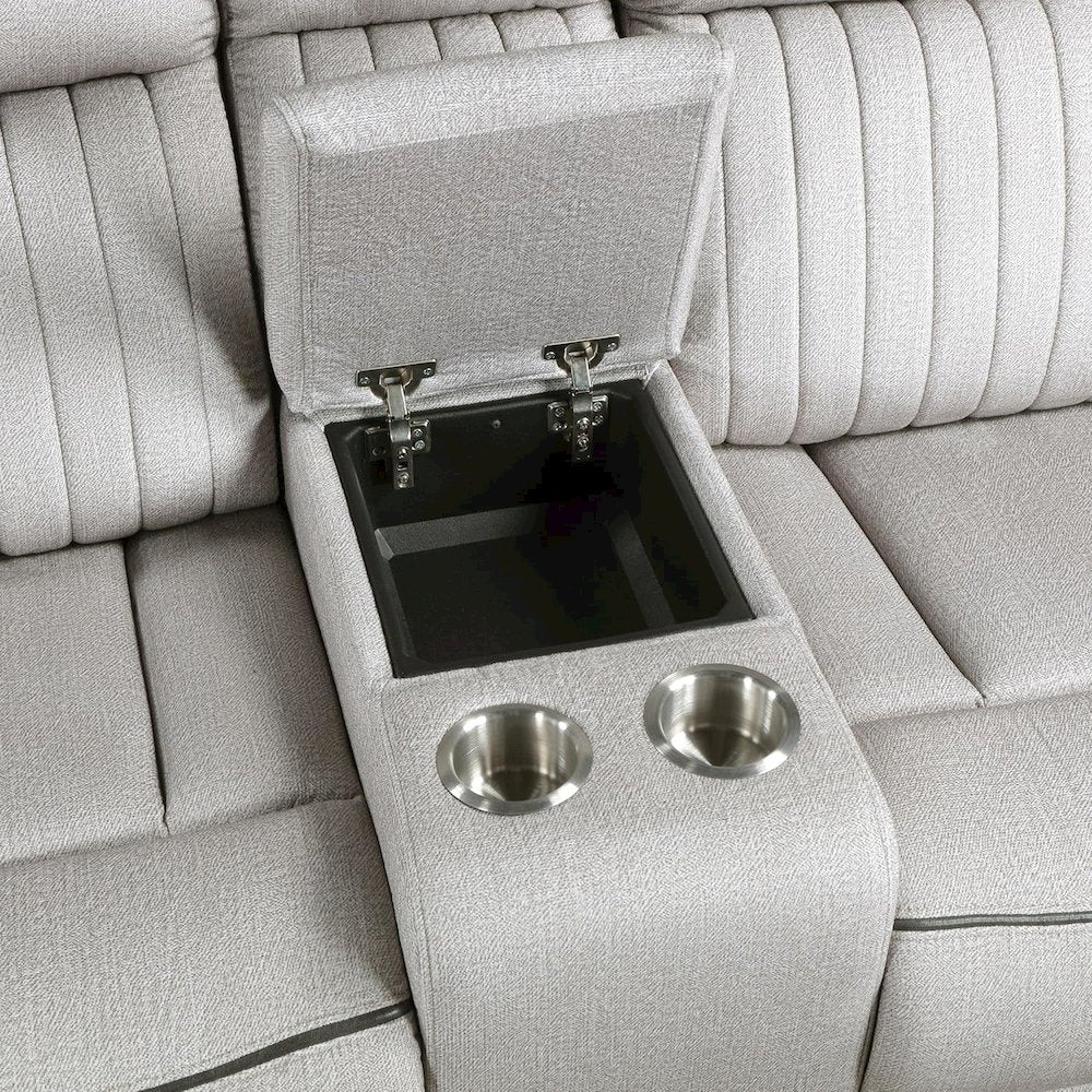 Lexicon Brennen Microfiber Double Reclining Love Seat in Mist