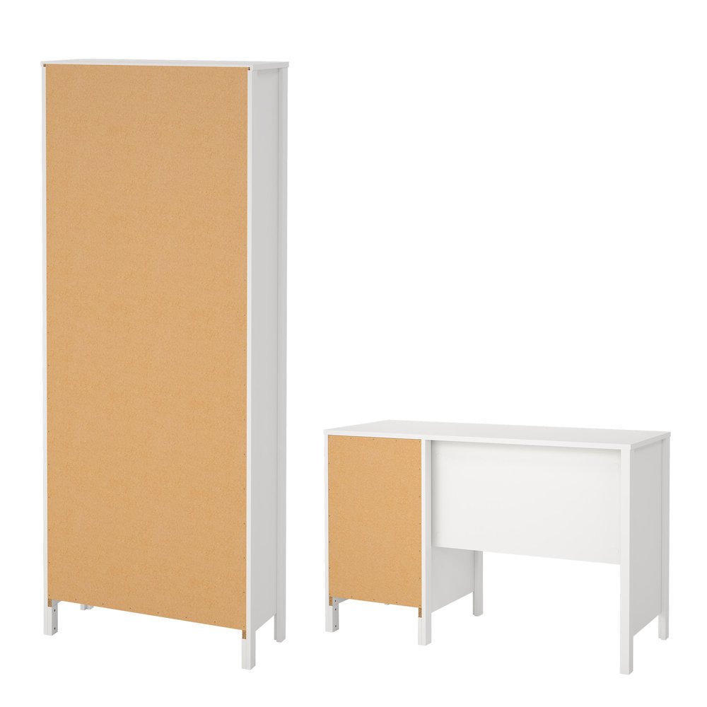 Madrid 2-Piece Home Office Set with Desk and Bookcase, White