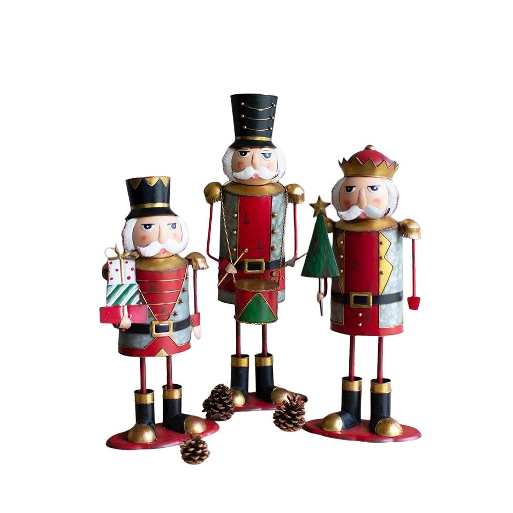 Set Of Three Painted Metal Nutcrackers - One Each Design