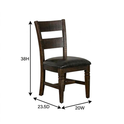 Dark Brown Ladderback Wood Dining Chairs Set of 2 with Transitional Style