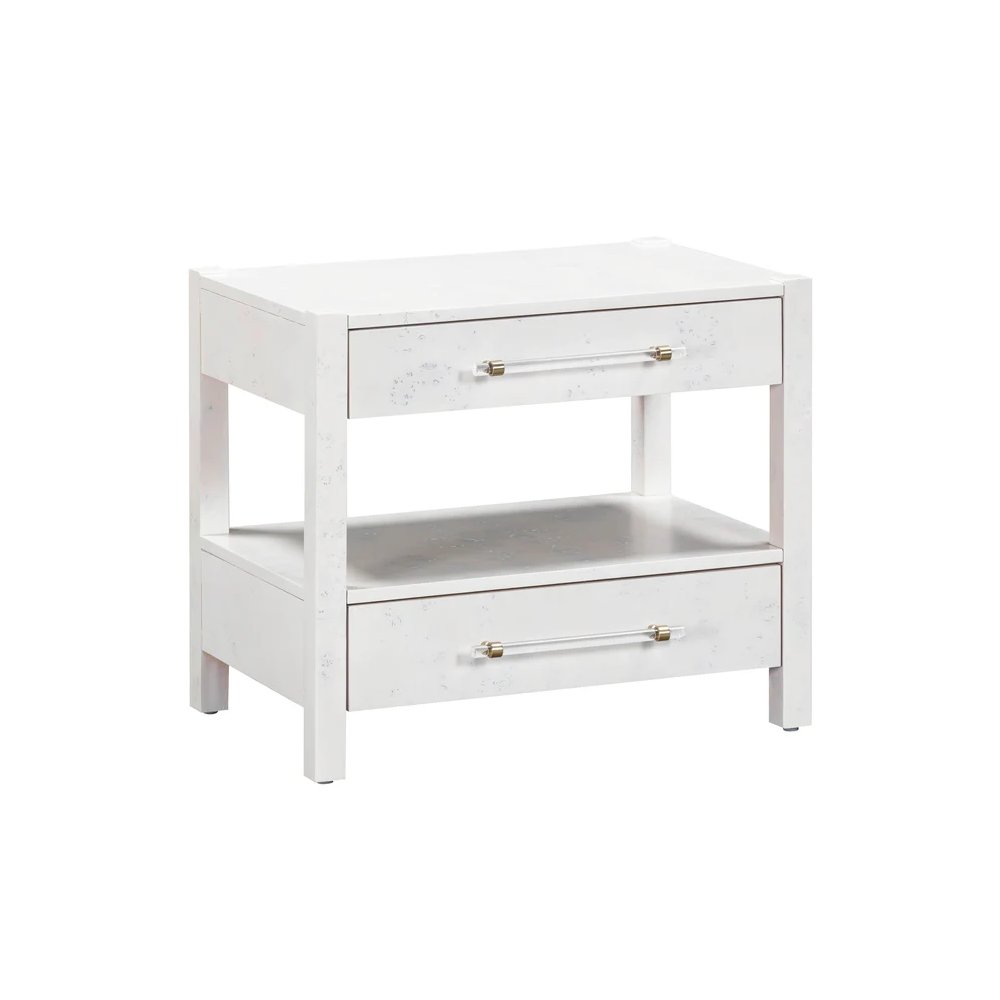 Brandyss White Burl Nightstand