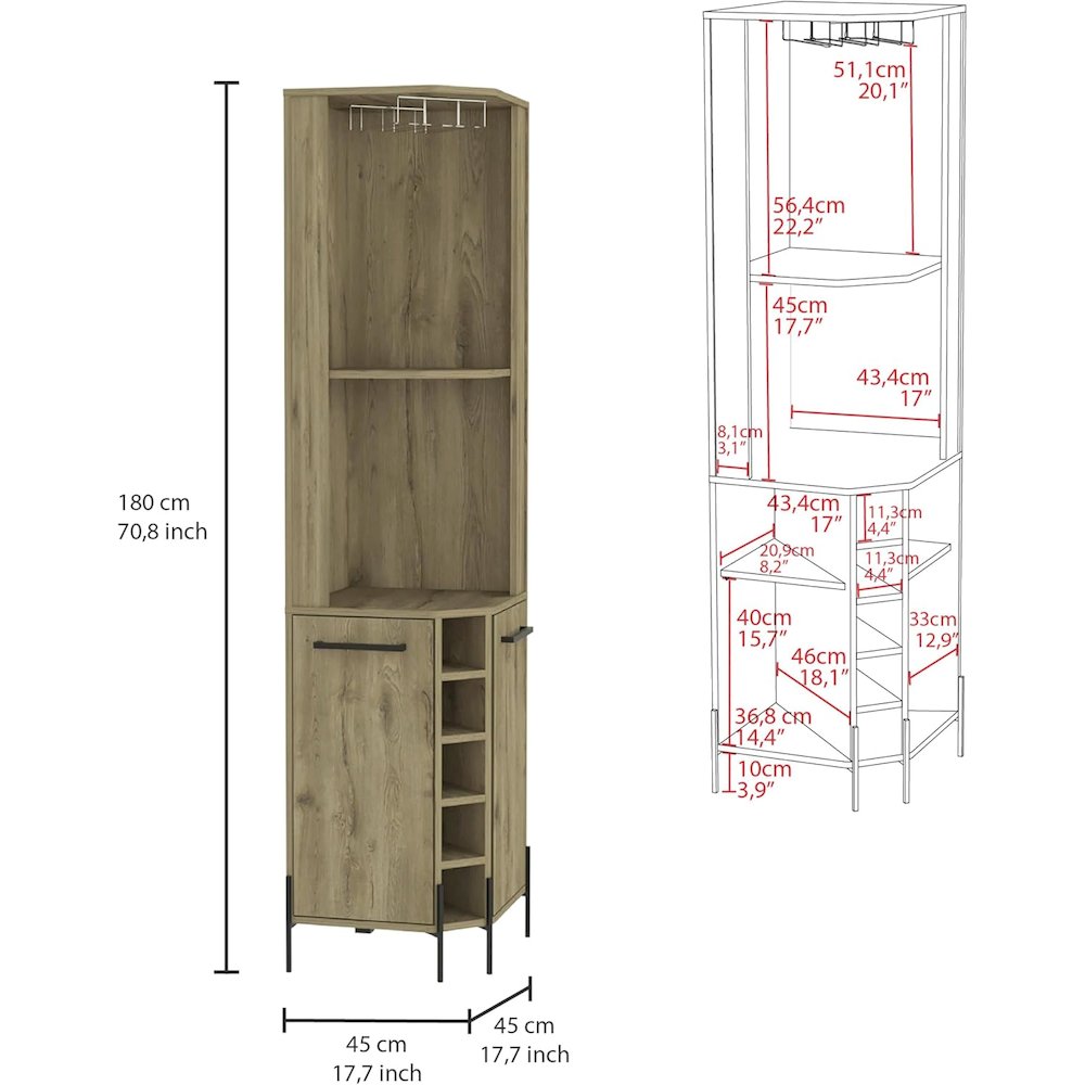 Hans Corner Bar Cabinet Macadamia MDF