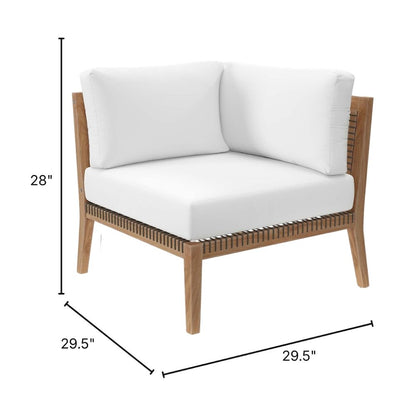 Outdoor Patio Teak Wood Corner Lounge Chair With Cushioned Seat