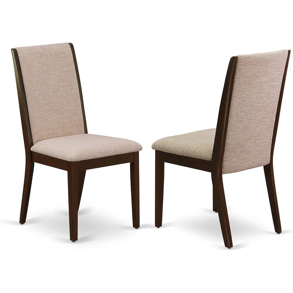 5 Piece Dining Table Set Includes a Rectangle Removable Leaf Kitchen Table and 4 Light Tan Linen Fabric Upholstered Chairs, 42x92 Inch, Walnut
