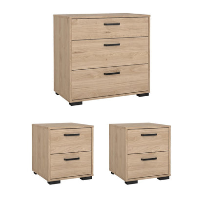 Sofia 3-Piece Bedroom Set with Chest and Nightstands, Jackson Hickory