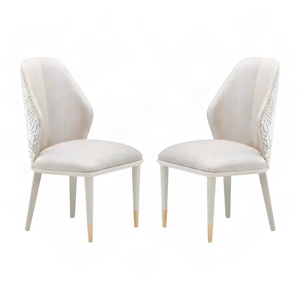 Starlight Canyon Home Chenille Dining Chairs, Silken Matte Cream, Set of 2