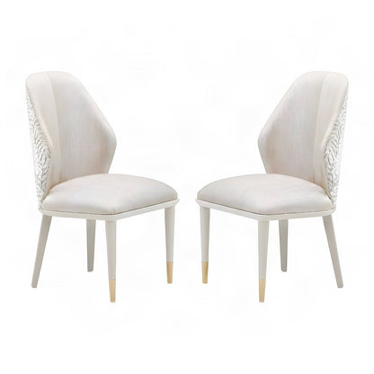Starlight Canyon Home Chenille Dining Chairs, Silken Matte Cream, Set of 2