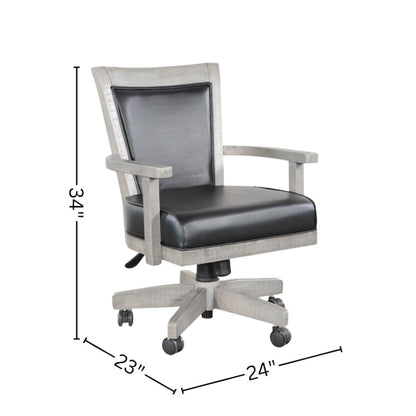 Gray Solid Wood Game Chair with Casters, Cushion Seat for Poker Table Chairs