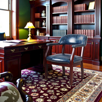 Blue Captains Chair for Office Furniture or Poker Room, No Wheels Design