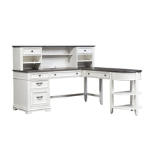 L Shaped Desk Set In White With Charcoal Top For Modern Office Spaces